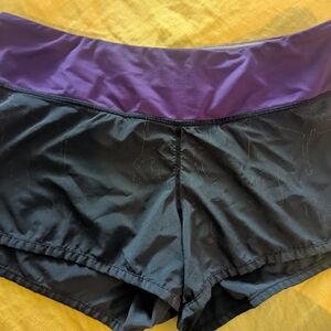 Lululemon Athletica Black and Purple Athletic Shorts